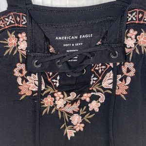 AEO Floral Pattern Lace-Up Tank
